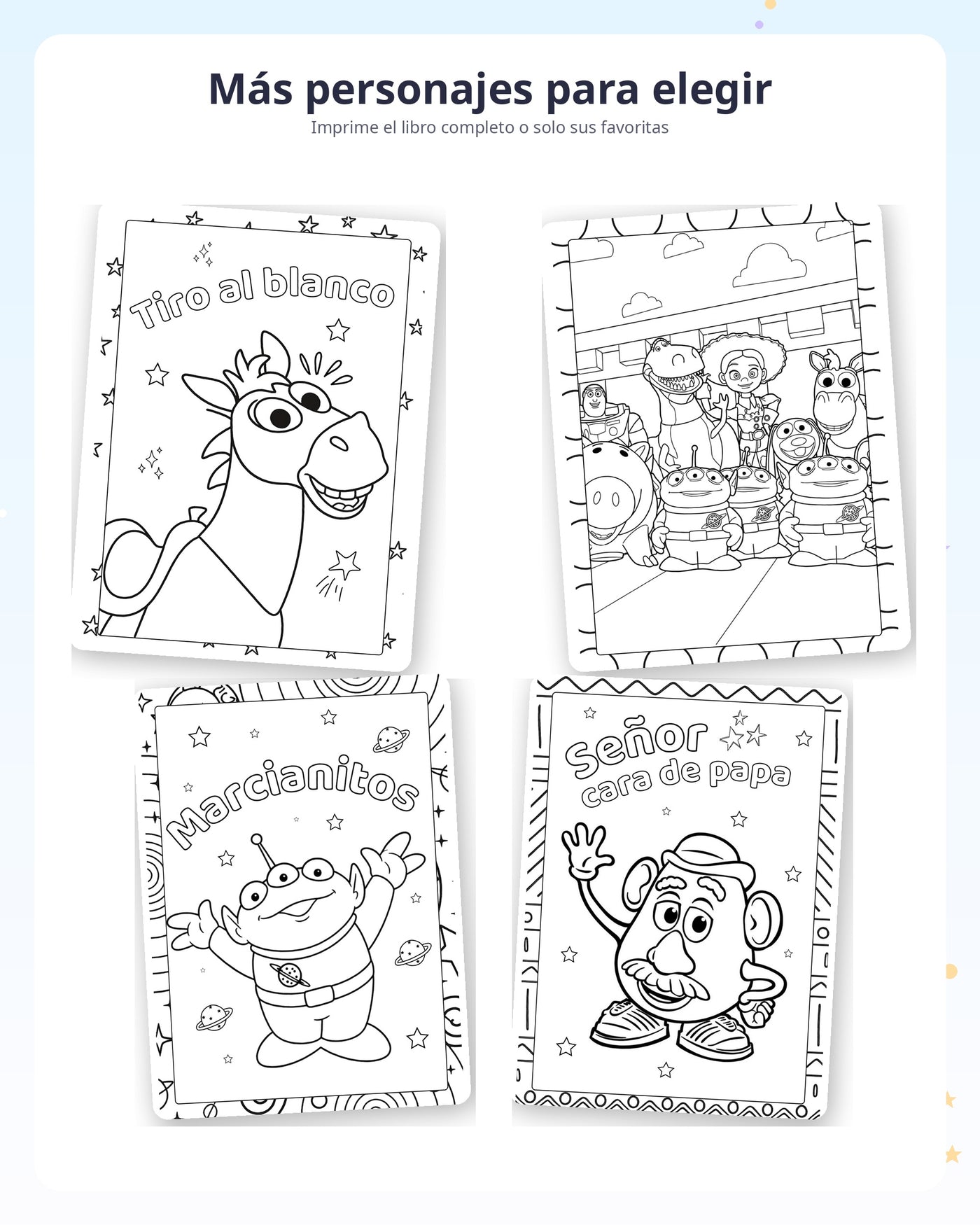 Más páginas interiores del Libro para colorear Toy Story
