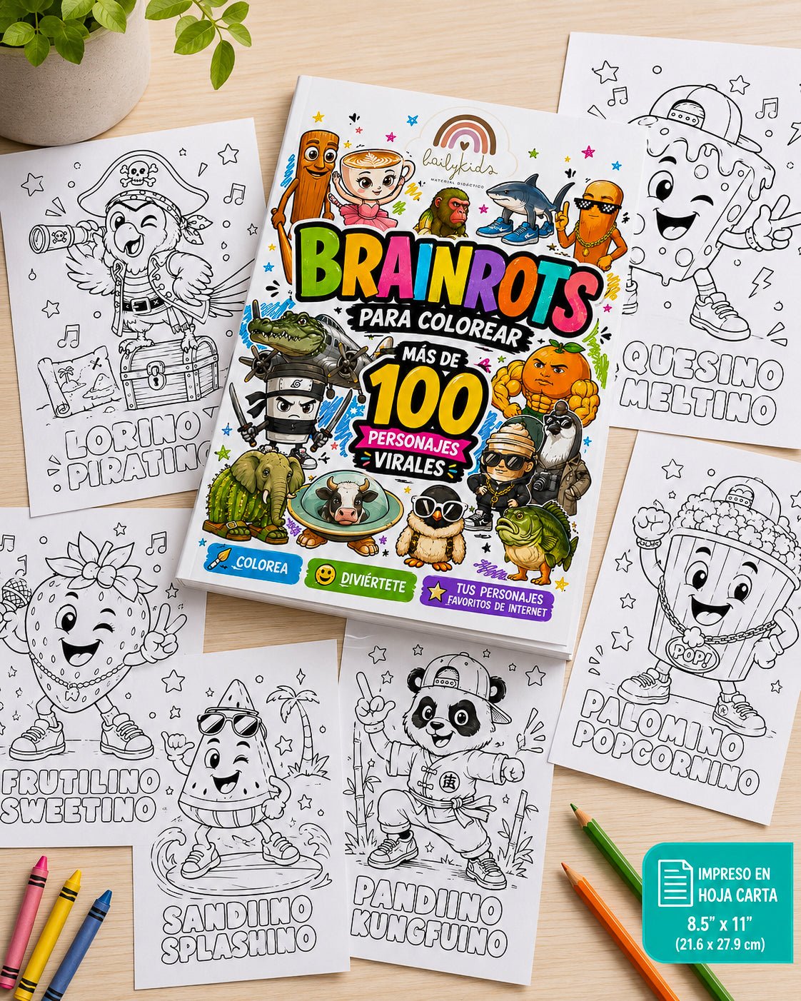 Detalle de una página de Brainrots para Colorear