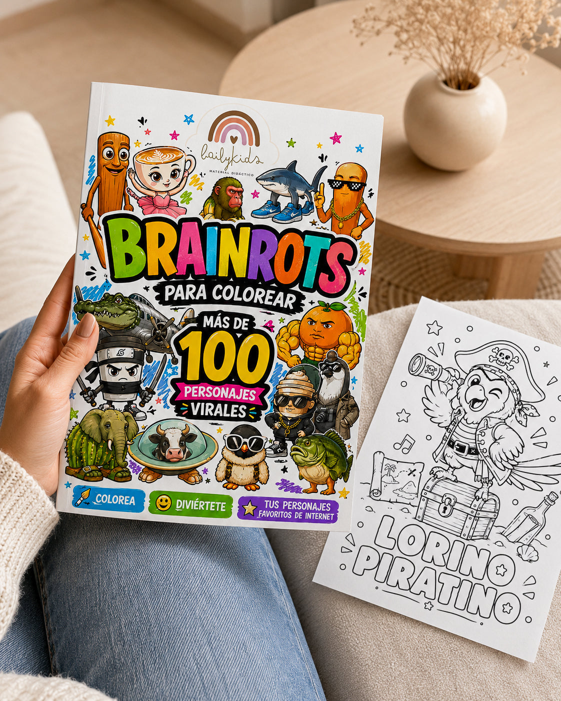 Página imprimible tamaño carta para colorear personaje Brainrot