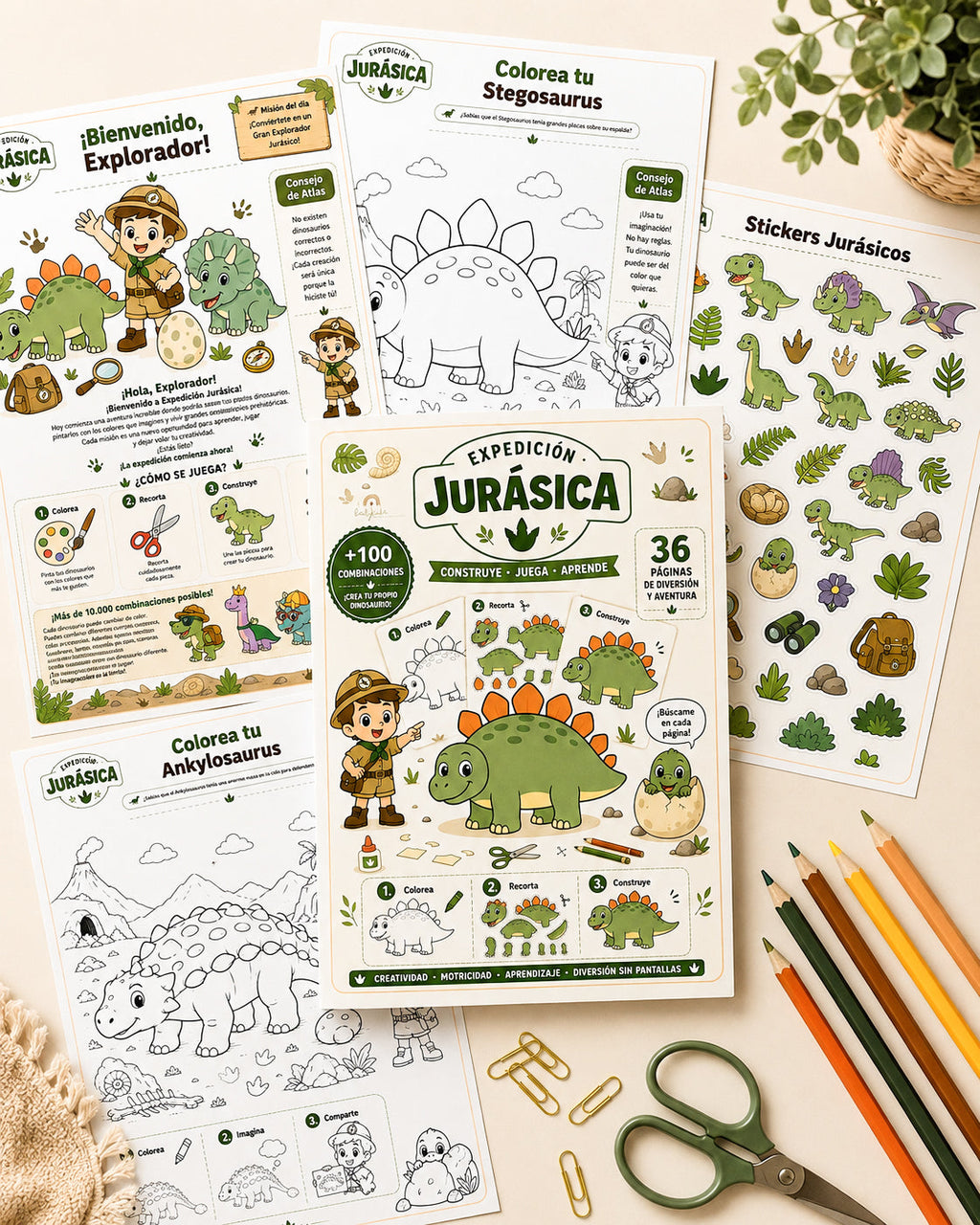 Página de actividades para colorear dinosaurios imprimibles