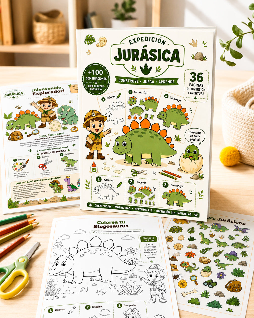 Kit imprimible Expedición Jurásica para armar tu propio dinosaurio