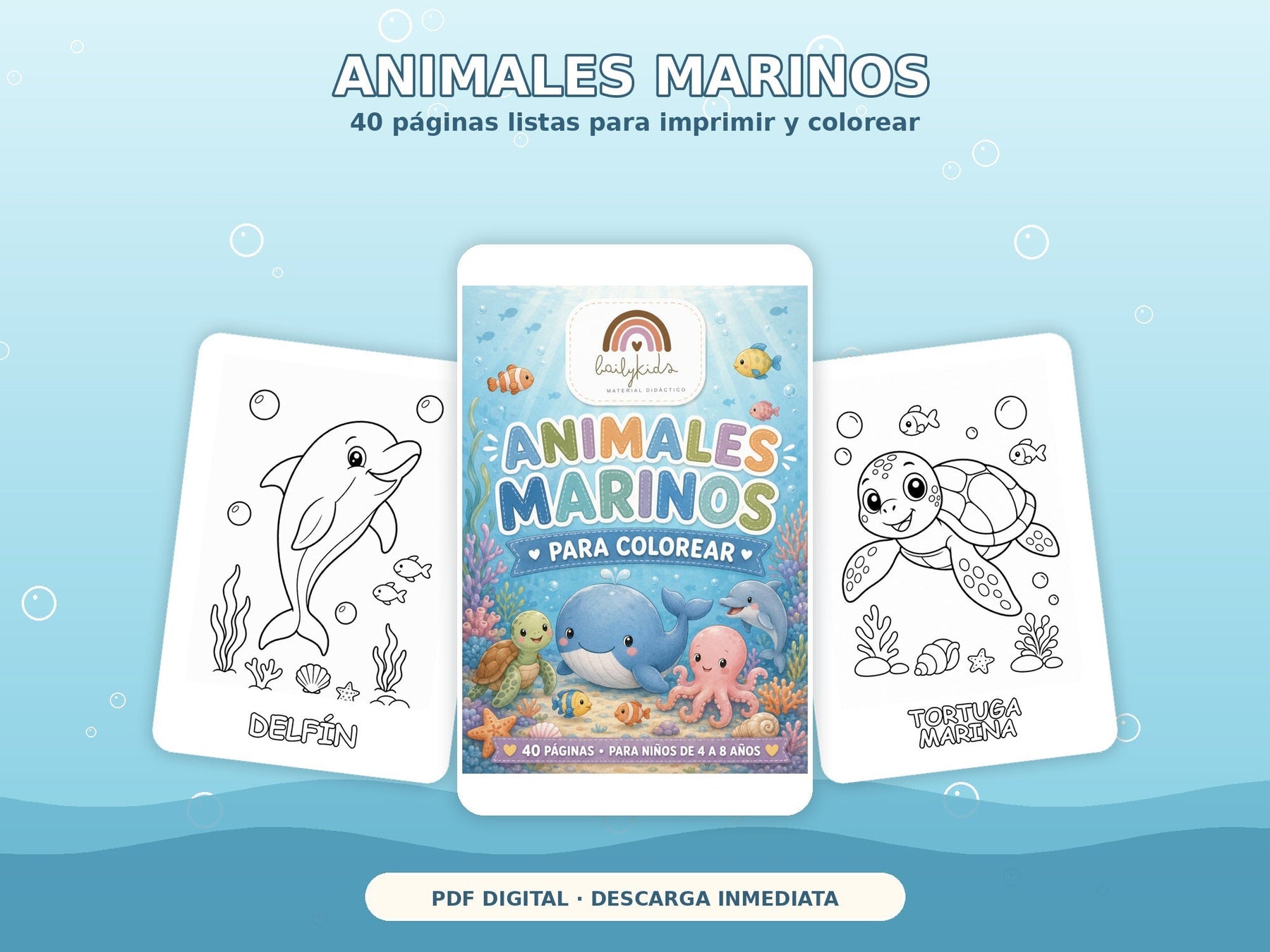 Vista del libro Animales Marinos para Colorear