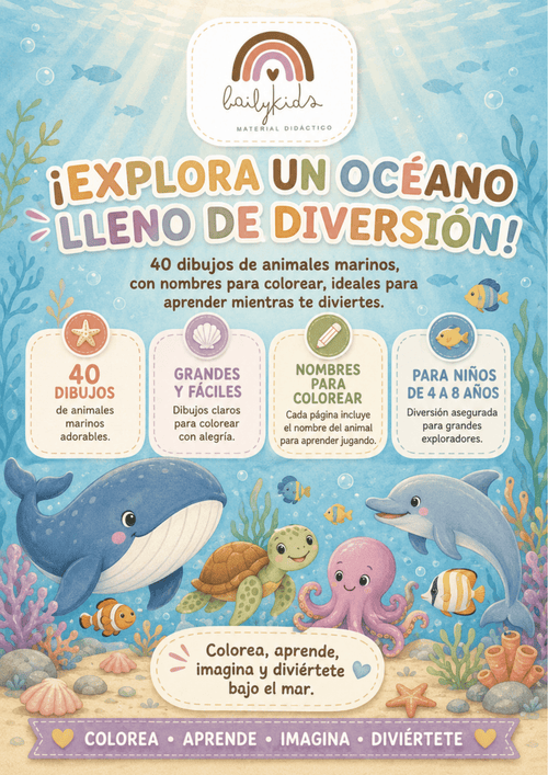 Animales Marinos para Colorear - BailyKids