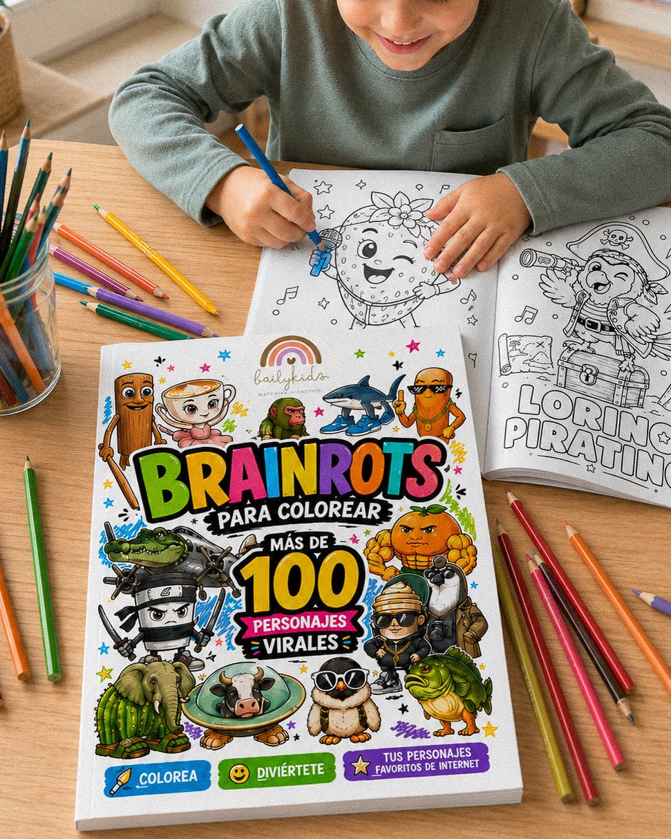 Brainrots para colorear | Libro PDF con 100+ personajes - BailyKids