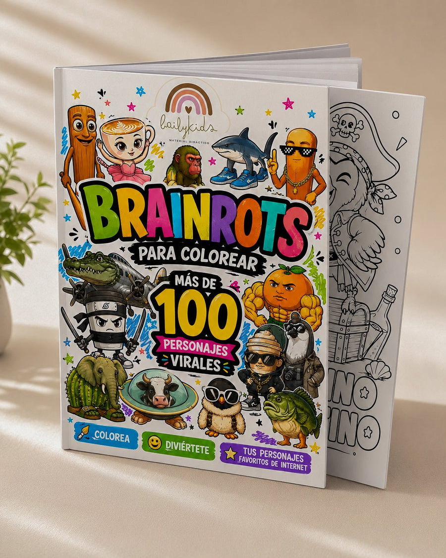Brainrots para colorear | Libro PDF con 100+ personajes - BailyKids